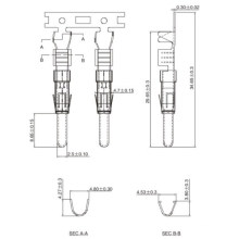 Termaial male end Electrical Connector Terminal 2.5 mm 2 pin 20A   CnSn SUS Material Gold Ag Sn Ni surface treatment   -J0201801